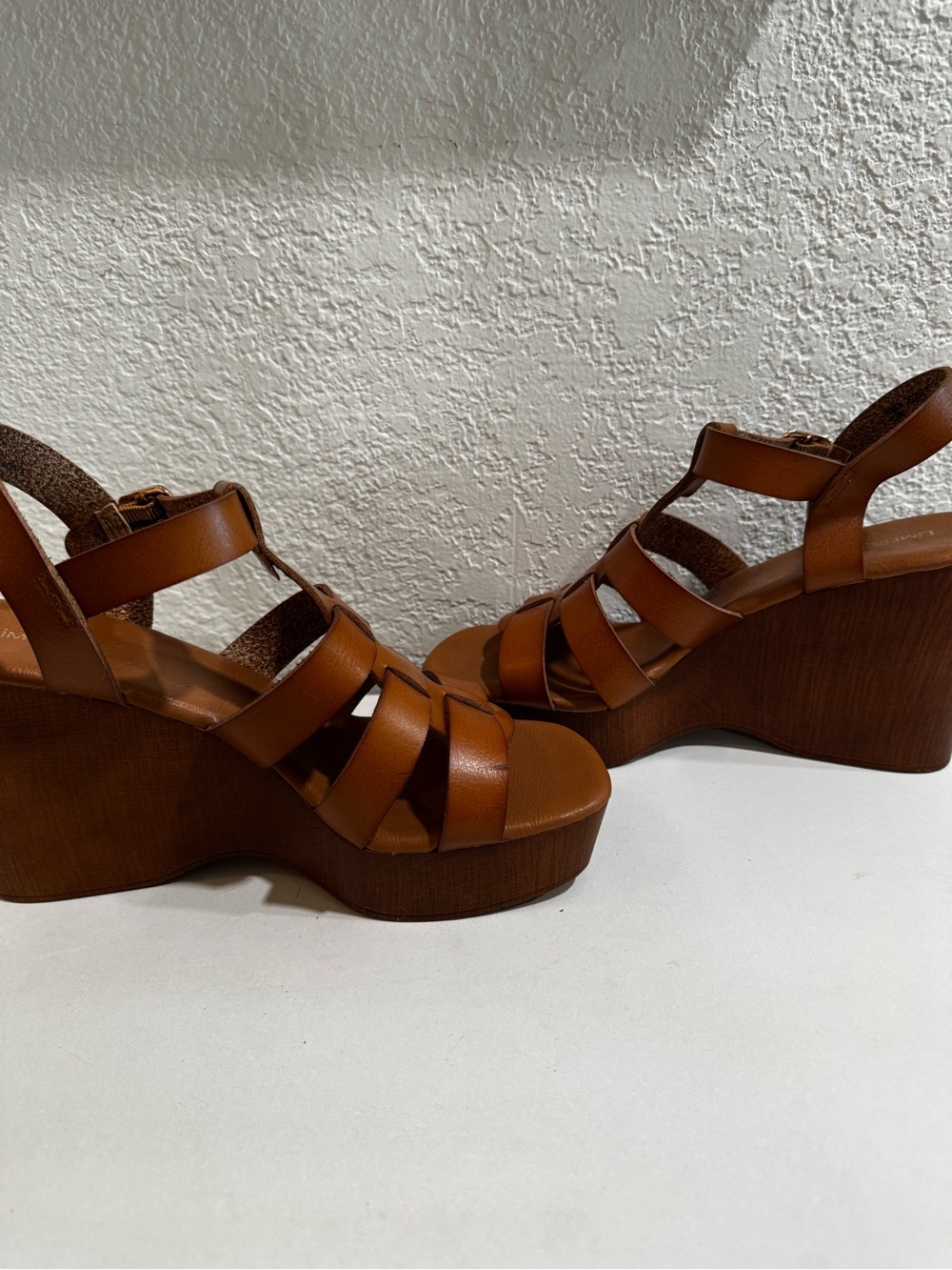 Limelight Tan Strappy Wedge Sandals - Picture 4 of 6